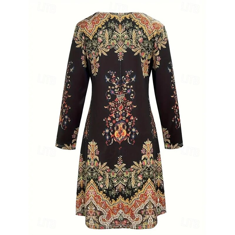 Women's Mini Dress Knit Dress Casual Dress Sundress A Line Dress Stylish Casual Home Birthday Street Regular Fit Graphic Geometric Long Sleeve V Neck Black Spring Fall2