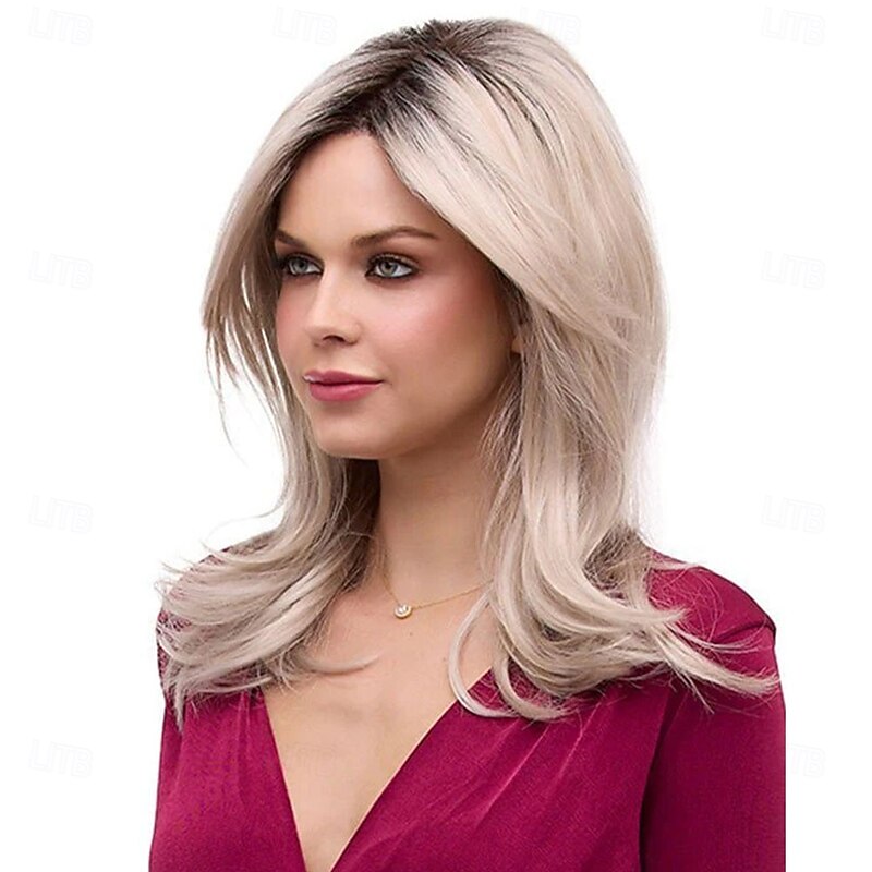 Long Blonde Layered Wig with Dark Roots for Women – Synthetic Hair, Heat-Resistant for Daily Wear & Costume2