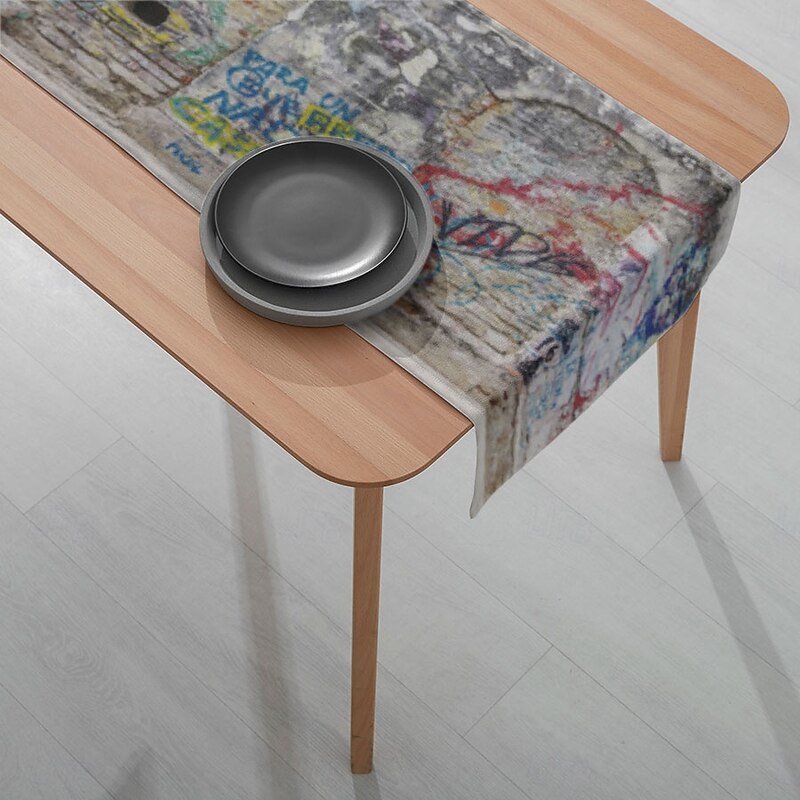 1PC Color Graffiti Table Runner Table Flag - Digital Printed Rectangular Tablecloth 33x180cm (13x70.5in) for Restaurant, Banquet, Party Decoration Supplies4