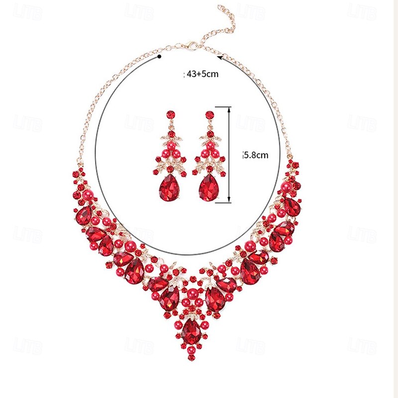 Jewelry Set Two-piece Suit Pearl Chrome Earrings Necklace Women's Elegant Vintage Fashion Vintage Style Classic Floral Jewelry Set For Wedding Party Wedding Guest3