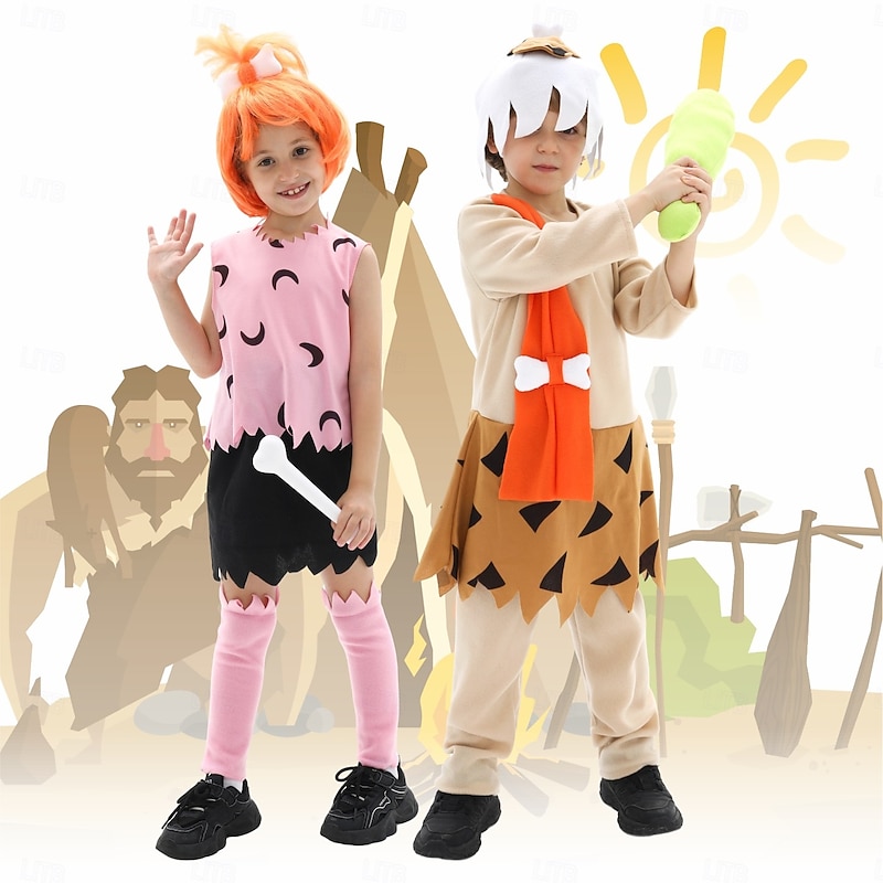 Winifred Wilma Halloween Outfits Halloween Group Couples Costumes Flintstone Funny Costume Adults' Boys' Girls' Halloween Carnival Performance Party Easy Halloween Costumes Dress Up