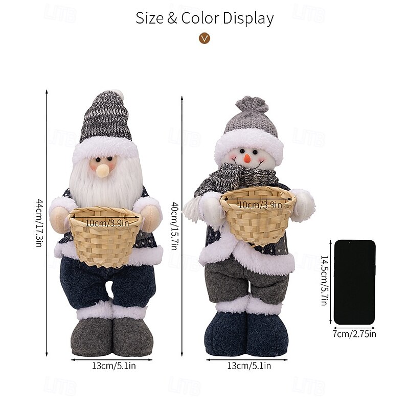 Christmas Plush Decoration Standing Santa Claus Doll Festive Snowman Plush Figure Holiday Gift Ornament Christmas Display Window Decoration Seasonal Gnome Toy Christmas Home Decor4