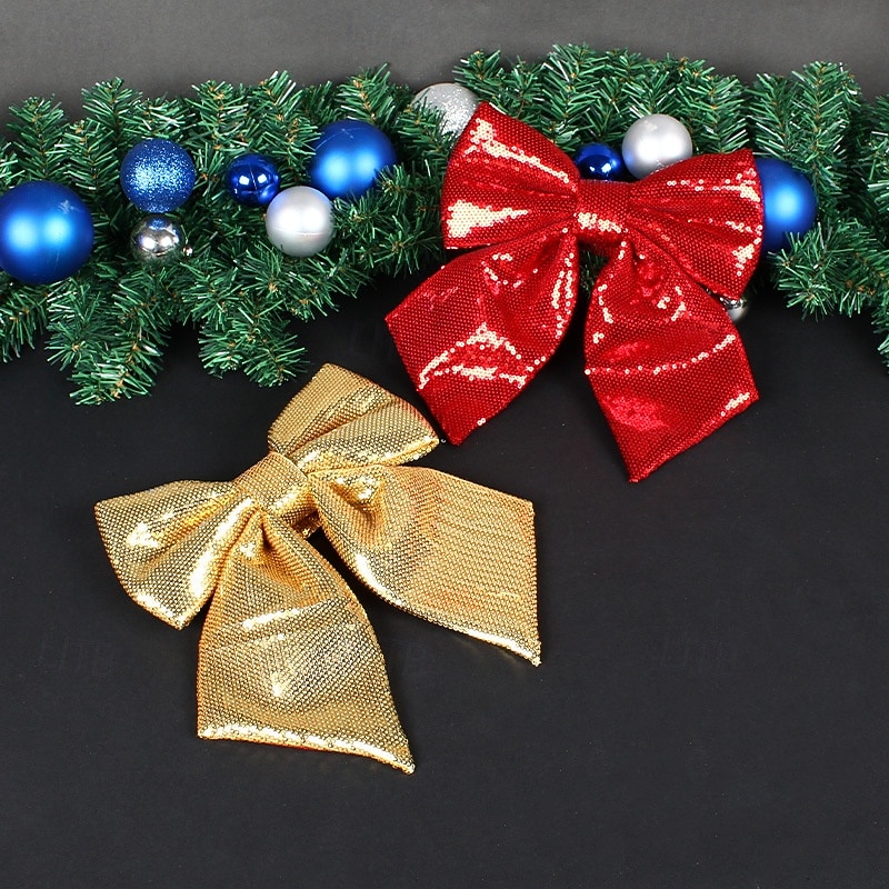 Christmas Sequin Bow Ornament, Glittery DIY Bow Tie Decoration, Perfect for Christmas Tree, Holiday Scene Setup, Festive Home Accessories4