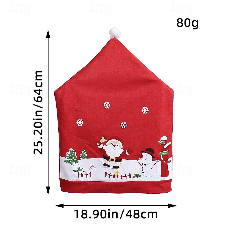 Christmas Chair Cover Cute Santa Claus Printed Nonwoven Fabric Chair Decoration for Home Kitchen Holiday Dining Room Christmas Party Festive Season Accessory3