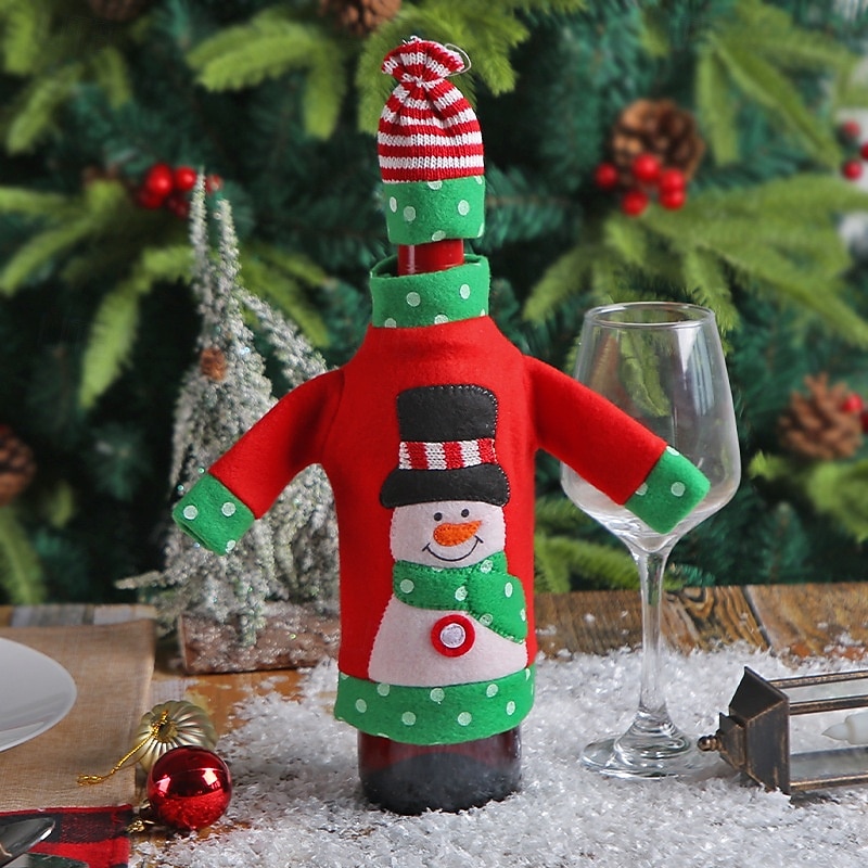 Christmas Stocking New Snowman Wine Bottle Cover Festive Holiday Red Wine Sleeve Furniture Table Christmas Decoration Perfect Seasonal Party Display Accessory
