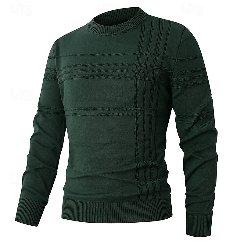 Men's Sweater Pullover Sweater Jumper Ribbed Knit Regular Tops Knitted Slim Fit Plain High Neck Knitwear Contemporary Casual Daily Wear Clothing Apparel Fall Black Green S M L2