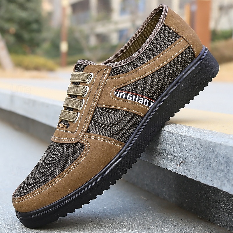 Men's Breathable Mesh Casual Walking Shoes – Lightweight Slip-On Sneakers for Seniors, Outdoor Activities and Summer Days - Main Image
