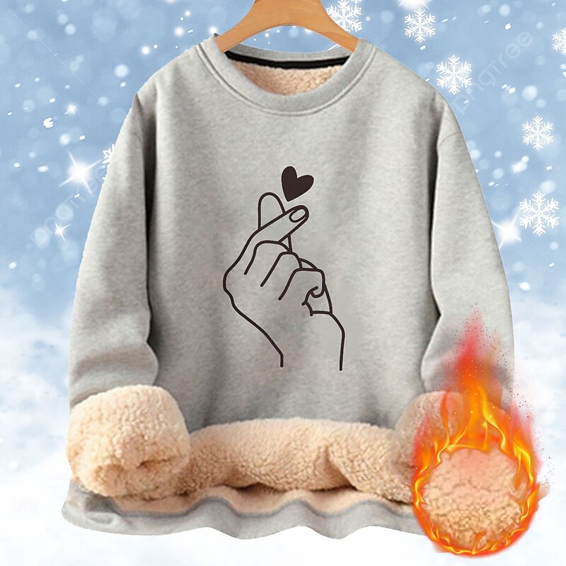 Men's Fleece Sweatshirt Black Yellow Red Orange Light Grey Crew Neck Heart Graphic Prints Hand Print Casual Daily Going out Polyester Streetwear Casual Fall Winter Clothing Apparel Hoodies - Main Image