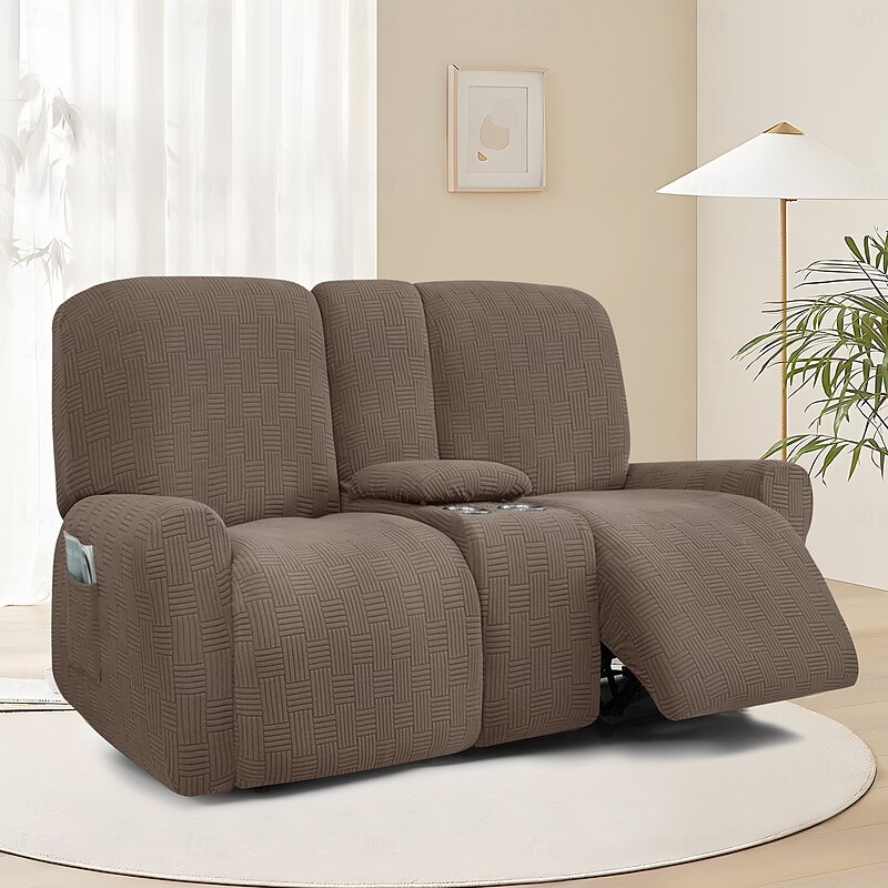 Recliner Chair with Cup Holders - 5x5 Grid Stitch Design, Modern Lounge Chair with Low Back for Living Room or Home Theater3