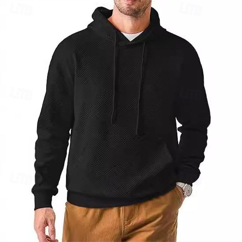 Men's Hoodie Pullover Hoodie Sweatshirt Black Blue Green Beige Gray Hooded Plain Kangaroo Pocket Textured Sports & Outdoor Casual Daily Streetwear Cool Sportswear Spring &  Fall Clothing Apparel3