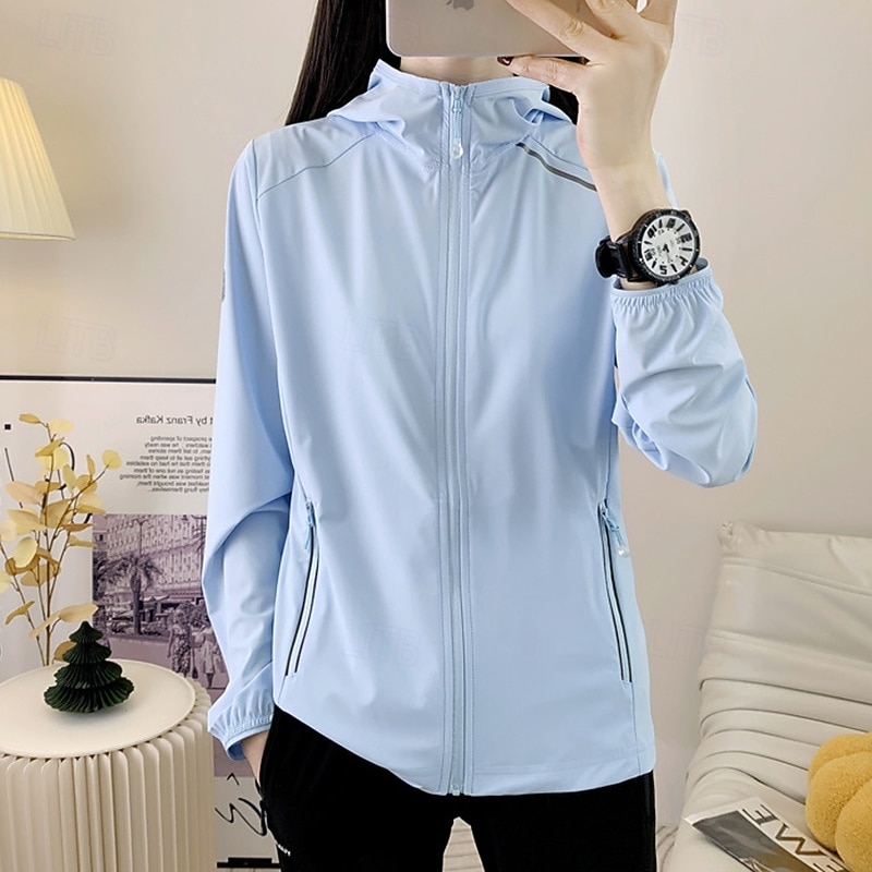 Women's Outdoor Jacket Hiking Jacket UV Protection Jacket Outdoor Sun Protection Quick Dry Hiking Outfits Hiking Clothes Summer Top Camping / Hiking / Caving Running Black White Blue