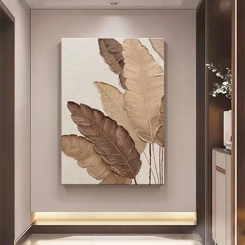 Handmade 3D leaf Oil Painting Leaf Motifs with Warm Tones Rich Hues Created Using Impasto Technique for Home Decor Oil Painting3