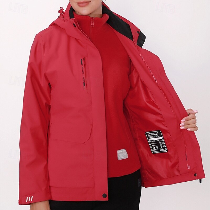Women's Hiking Jacket Thermal Jacket Outdoor Windproof Top Black Yellow Pink Red Purple