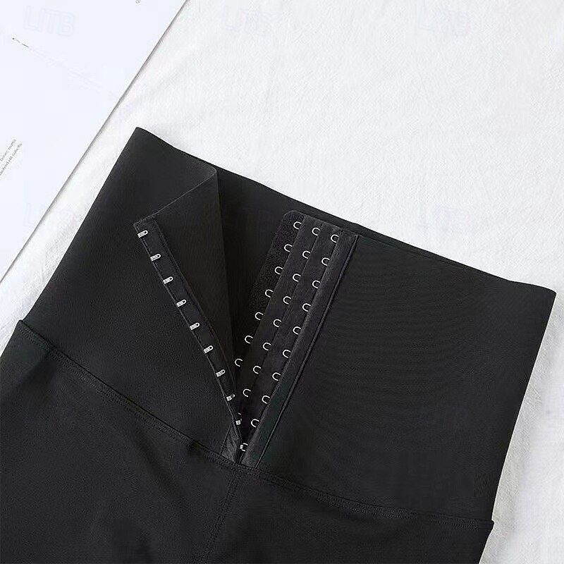 Women's Sports Shorts Adjustable Tummy Control High Waist Gym Athletic Pilates Bottoms Solid Color Black Sports Activewear4