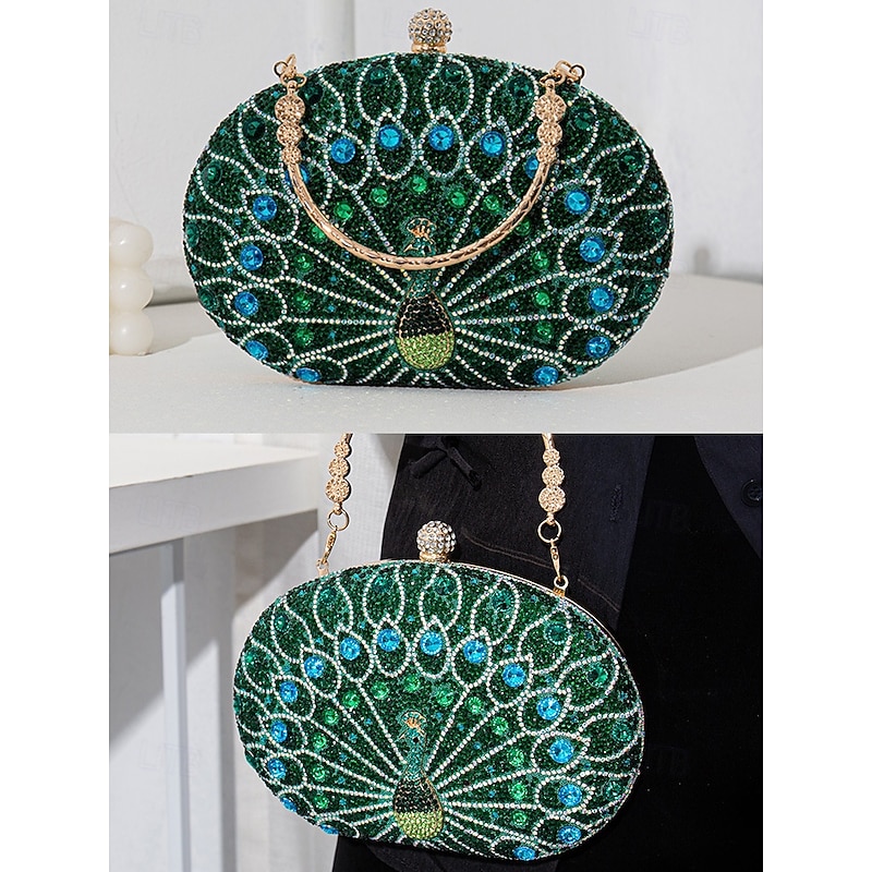 Women's Rhinestone Peacock Clutch Bag – Luxury Evening Purse with Crystal Embellishments for Gala, Banquets and Wedding Guests3
