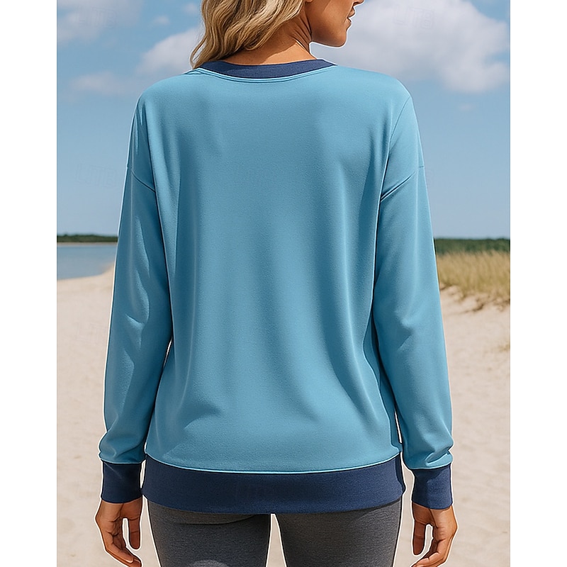 Women's Pullover Sweatshirt Casual Tops Long Sleeve Top Casual Athleisure Fall Color Block Outdoor Travel Sports Sportswear Activewear Apricot Wine Red Black2