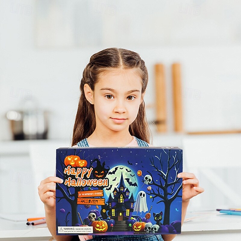 Halloween & Christmas Advent Calendar 24 Day Countdown with Keychains, Racing Toys, Dinosaur Toys Perfect Christmas Gifts for Kids4