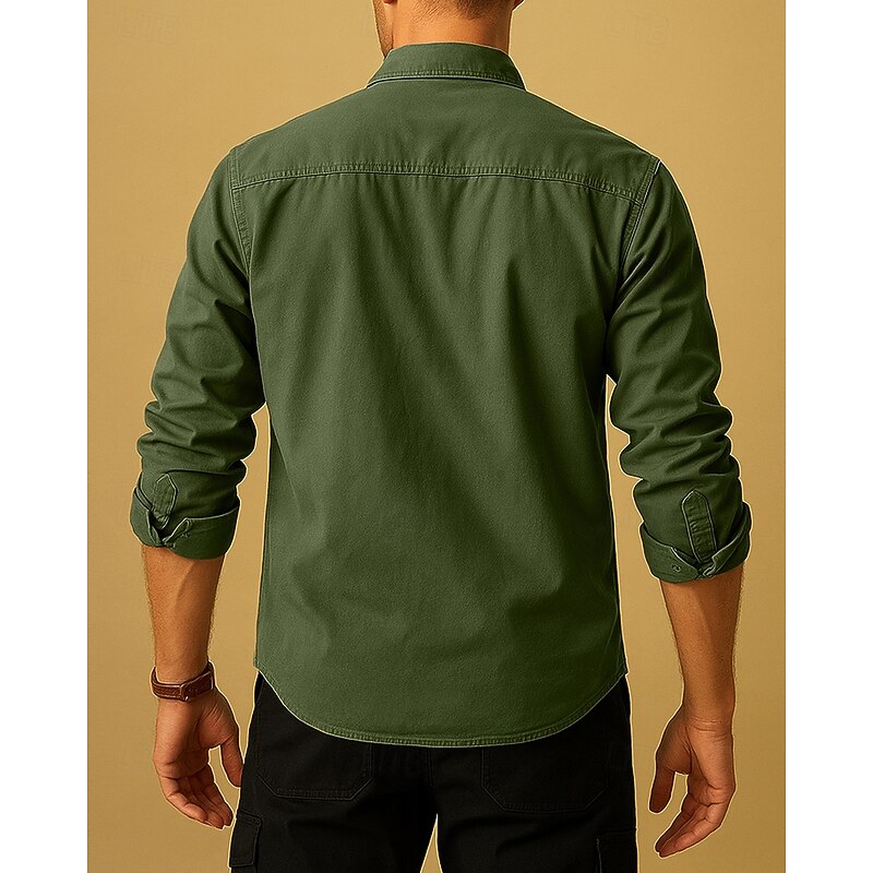 Men's Cargo Shirt Hiking Shirt Military Shirt Long Sleeve Turndown Shirt Top Outdoor Quick Dry Lightweight Breathable Cotton Black Army Green Khaki Hunting Climbing Camping / Hiking / Caving2