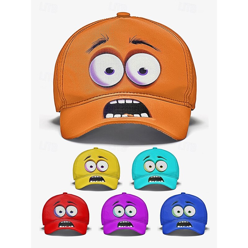Men's Cartoon Face Baseball Cap – Fun 3D Eyes and Open Mouth Design, Available in Multiple Colors, Perfect for Casual and Outdoor Wear