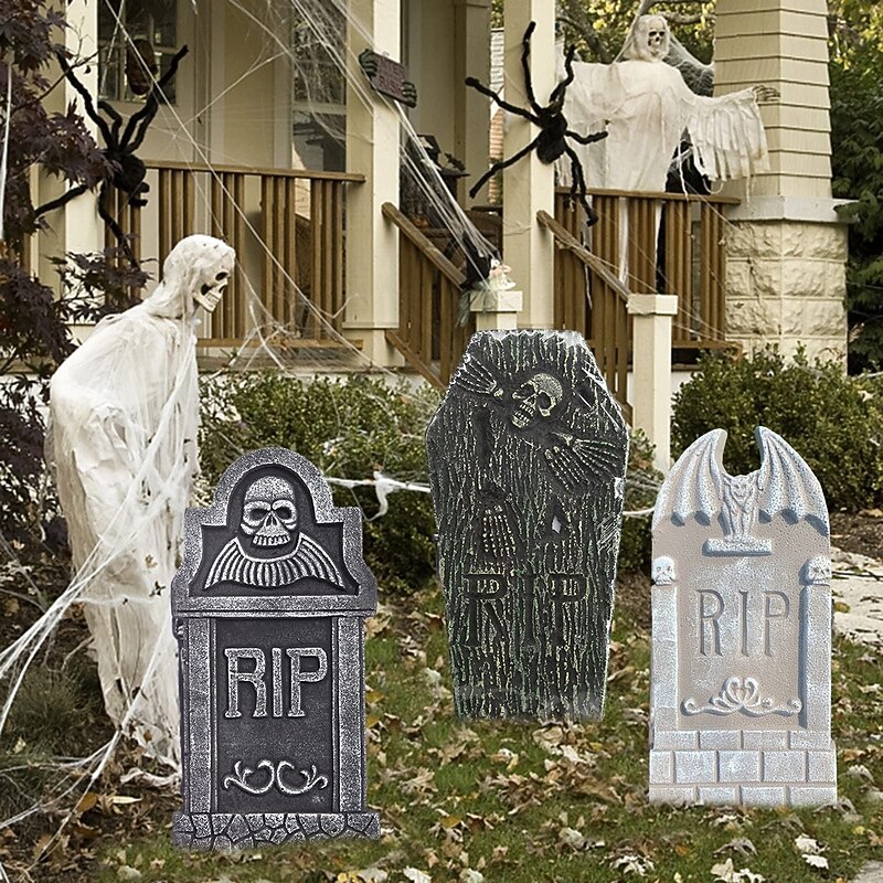 Halloween Foam Tombstone RIP Horror Multi-styles Spooky Realistic Scene Layout Prank Props Ghost Festival Yard Decor Graveyard Tombstone Party Supplies4