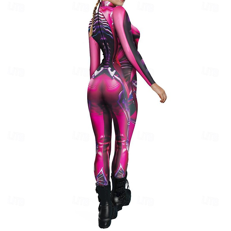 Patterned Zentai Suits Cosplay Costume Bodysuit Printing Carnival Costume Full Body Suit Women's Sexy Costume Halloween 3D Skeleton Costume for Performance Party Masquerade Adults'4
