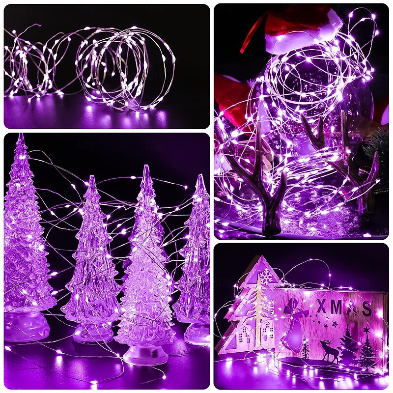 6 Pcs 2M/7FT Fairy Lights Halloween Christmas Valentine's Day Wedding Party Indoor and Outdoor Festive Atmosphere Decorative Lights Copper Wire Light String Gift Packaging4