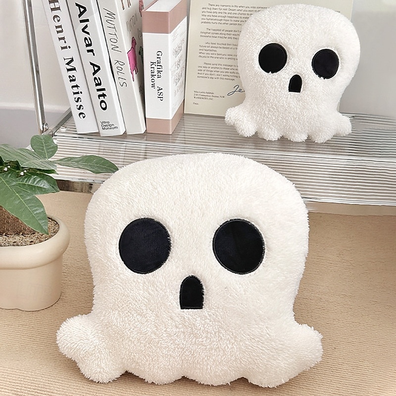 Halloween Cartoon Skull Throw Pillow, Decorative Cushion for Car Seat, Sofa, Bedroom, Office Chair, Holiday Plush Back Pillow for Halloween Decor3