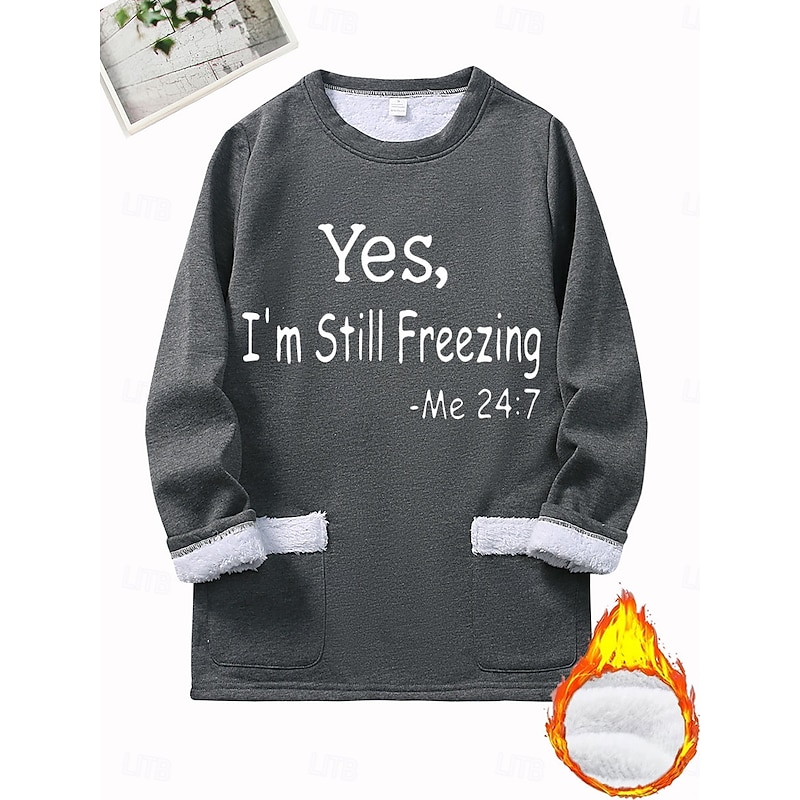 Women's Pullover Sweatshirt Pullover Graphic Letter Warm Fashion Casual Long Sleeve Crew Neck Round Neck Regular Tops Street Dailywear Pocket Print Black Dark Pink Blue Gray Fall Winter4