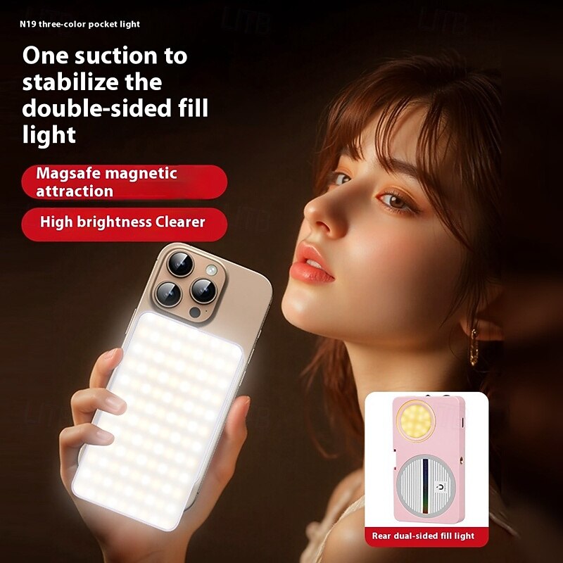 LED Video Light 1200Ah Rechargeable Portable Camera Lights 3Light Effects Photography Lighting for Vlogging Selfie3