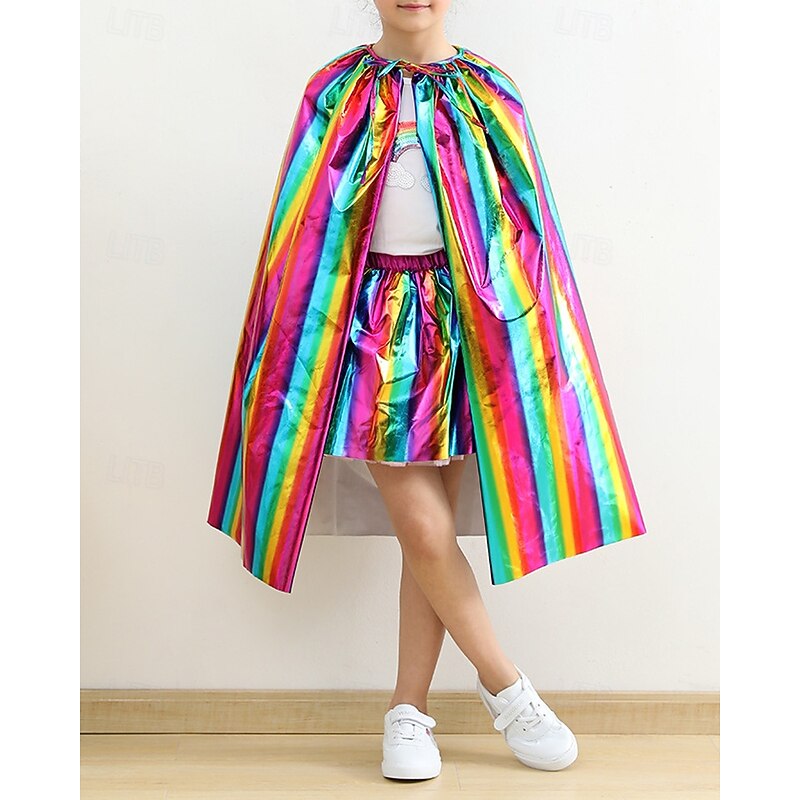 Kids Girls' Halloween Cape Solid Color Fashion Outdoor Coat Outerwear 4-12 Years Fall Silver Black Pink
