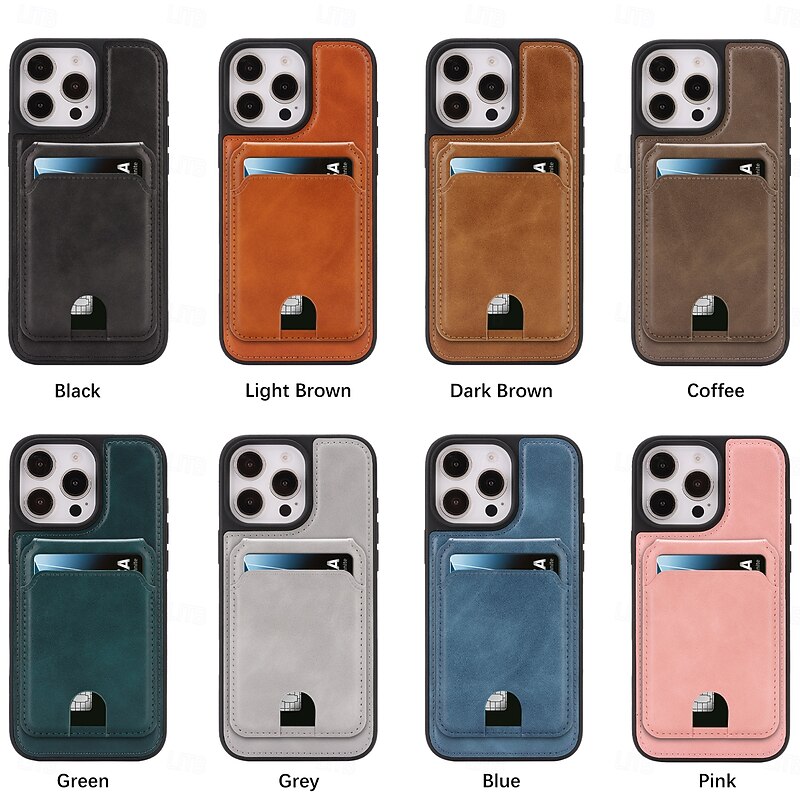 Phone Case For iPhone 17 Pro Max 17 Air 16 15 14 Pro Max Plus 16e 13 Pro Max Back Cover Magnetic Kickstand Card Slot Retro TPU PU Leather