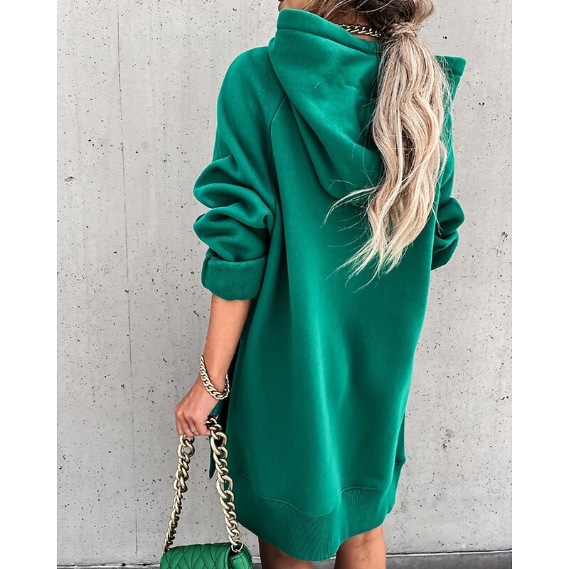 Women's Pullover Hoodie Sweatshirt Plain Streetwear Casual Long Sleeve Hooded Regular Tops Street Holiday Going out Pocket Black Orange Green Khaki Fall Winter4