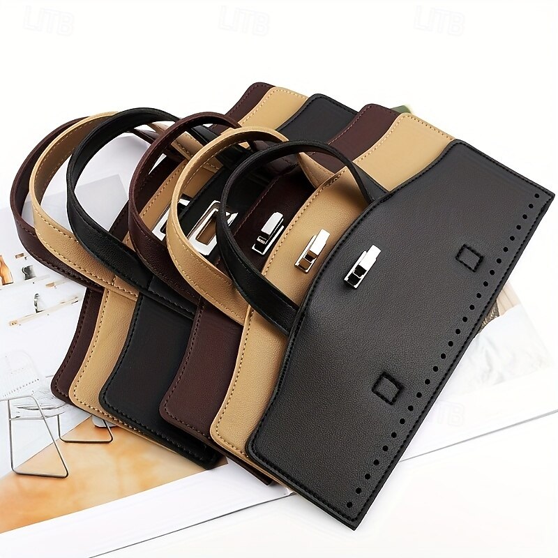 PU Leather DIY Knitting Bag Accessory Set - Handbag Handles and Lock Buckle for Yarn Weaving and Fabric Splicing Crafts2