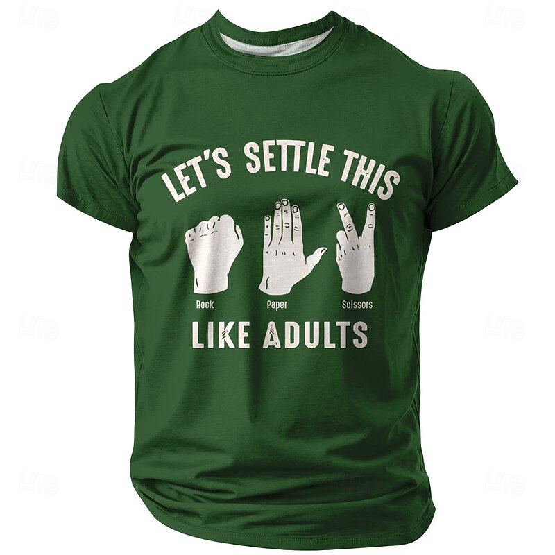 Mens Rock Paper Scissors T-Shirt, Funny 'Let's Settle This Like Adults' Graphic Short Sleeve Tee, Humorous Lifestyle Shirt3