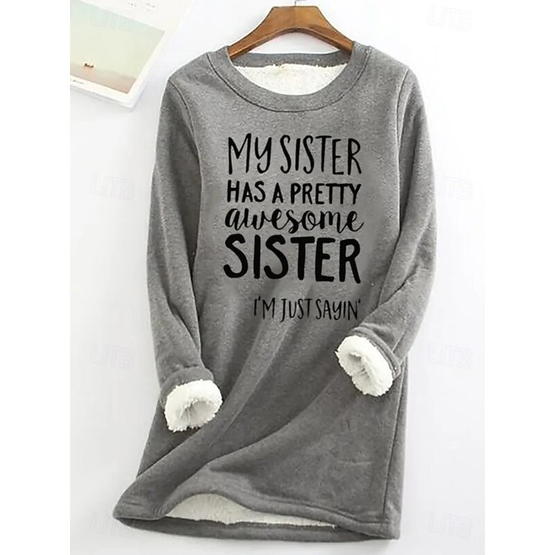 Women's Pullover Sweatshirt Letter Casual Comfrt Long Sleeve Crew Neck Long Tops Street Dailywear Print Black Pink Red Blue Gray Fall Winter4