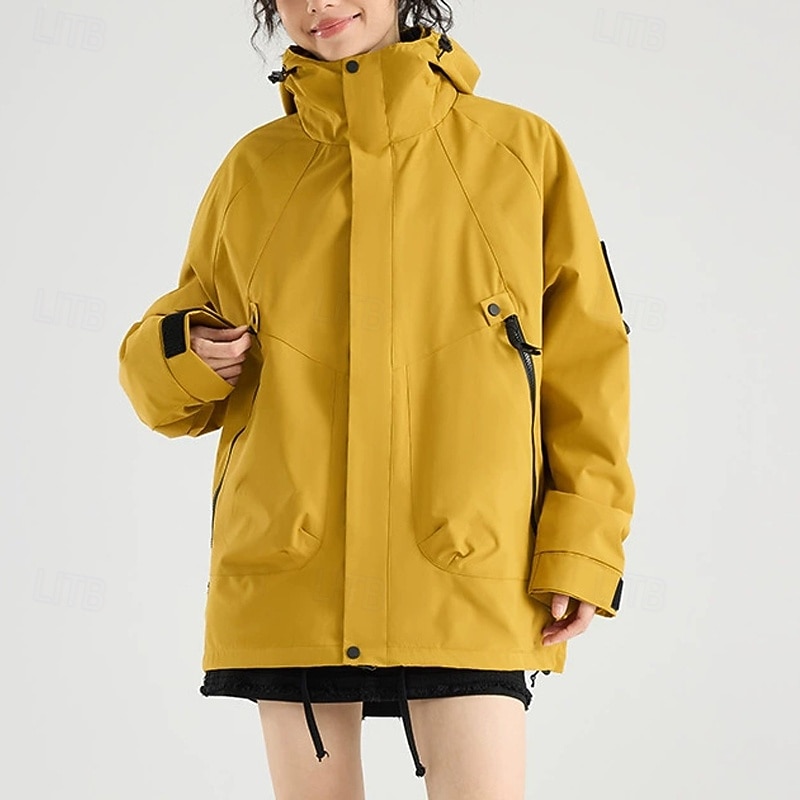 Women's Trench Coat Waterproof Rain Jackets Rain Coats Waterproof Windproof Zipper Pocket Fashion Outdoor Plain Going out Weekend Zipper Regular Hooded Regular Fit Long Sleeve Outerwear Light Pink