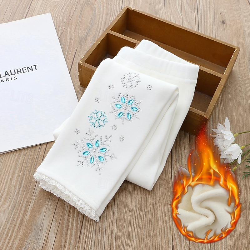 Kids Girls' Leggings Floral Daily Outdoor 4-12 Years Winter White Blue Gray2