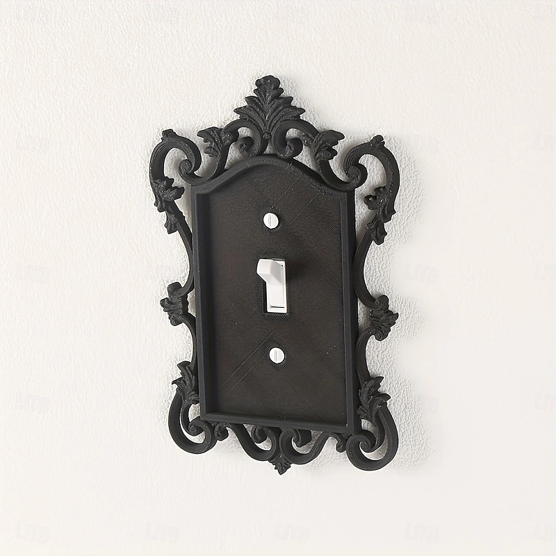 Gothic Style Switch Plate Cover 1-Pack, Decorative Home & Office Wall Plate, Durable Plastic, Artistic Design, for Halloween Decor - Screw-in Mounting, Unfinished Finish, No Electricity Required2