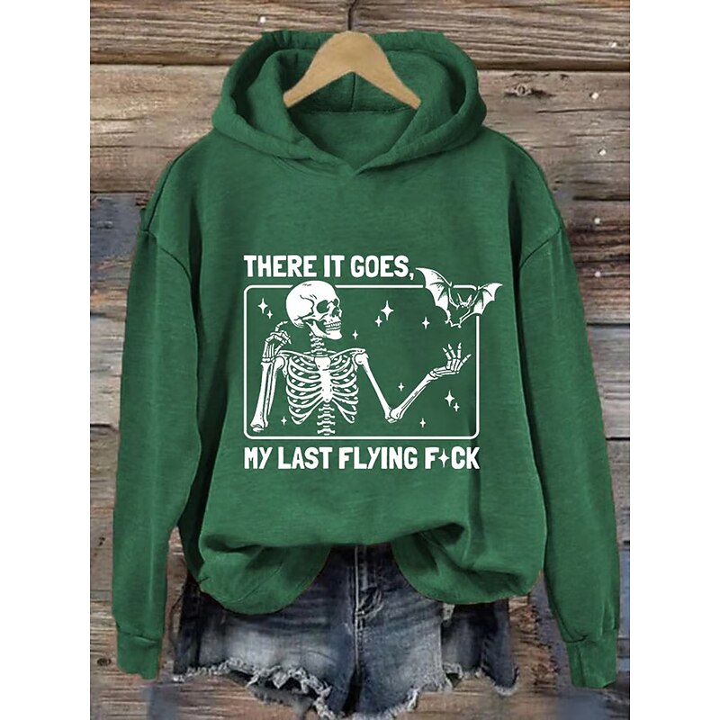 Halloween Women's Pullover Hoodie Sweatshirt Skulls Graphic Fashion Casual Print Long Sleeve Hooded Regular Tops Street Dailywear Casual Drawstring Print Black White Red Blue Orange Fall Winter2