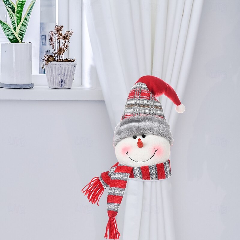 Christmas Curtain Tieback Elastic Band with Buckle Holiday Decoration Home Fabric Curtain Holdback Festive Christmas Window Dressing Accessory for Living Room Bedroom2