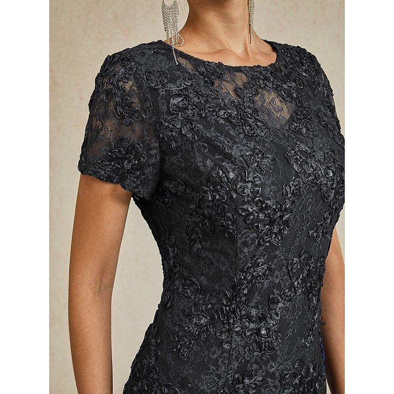 Women's Maxi Dress Sheath Dress Elegant Party Cocktail Regular Fit Solid Color Short Sleeve Crew Neck Black Summer Spring2