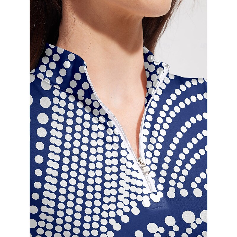 Women's Golf Polo Shirt Denim Blue Long Sleeve Top Ladies Golf Attire Clothes Outfits Wear Apparel3