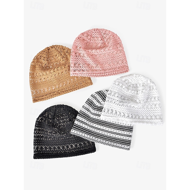 Women's Lace Knit Slouchy Beanie – Lightweight Breathable Polyester Skull Cap for Spring, Fall, Outdoor Walks and Daily Casual Wear4