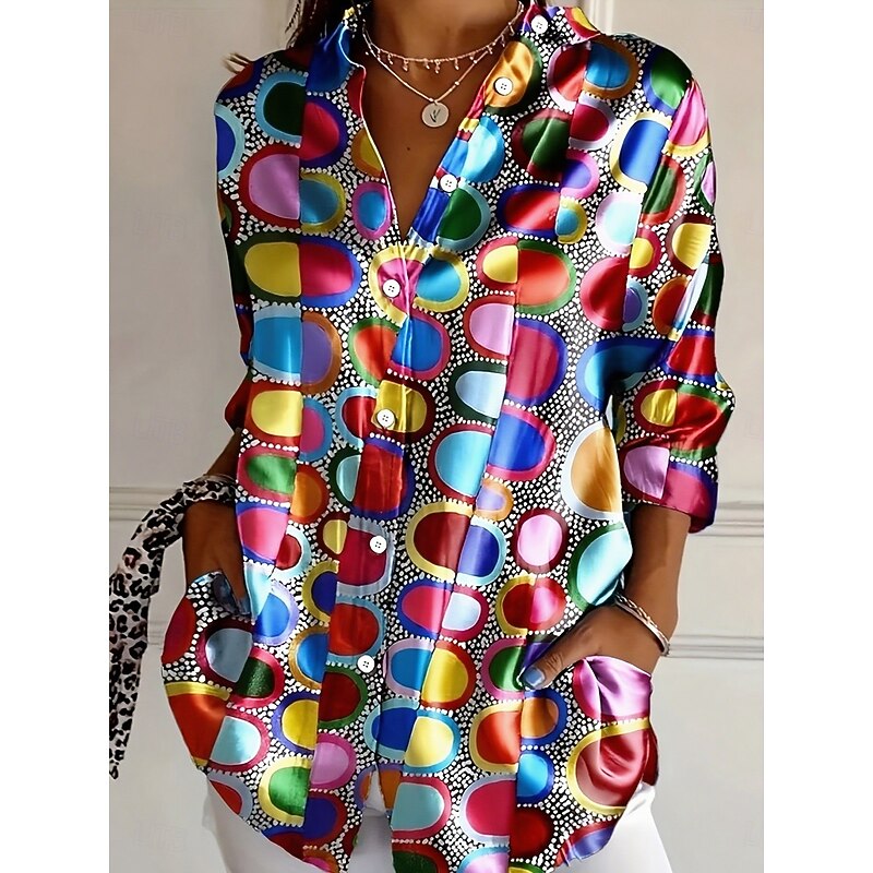 Women's Shirt Dressy Tops Formal Work Shirt Floral Graphic Elegant Stylish Casual Long Sleeve Collar Regular Tops Work Daily Red Blue Purple Green Spring Fall Winter4