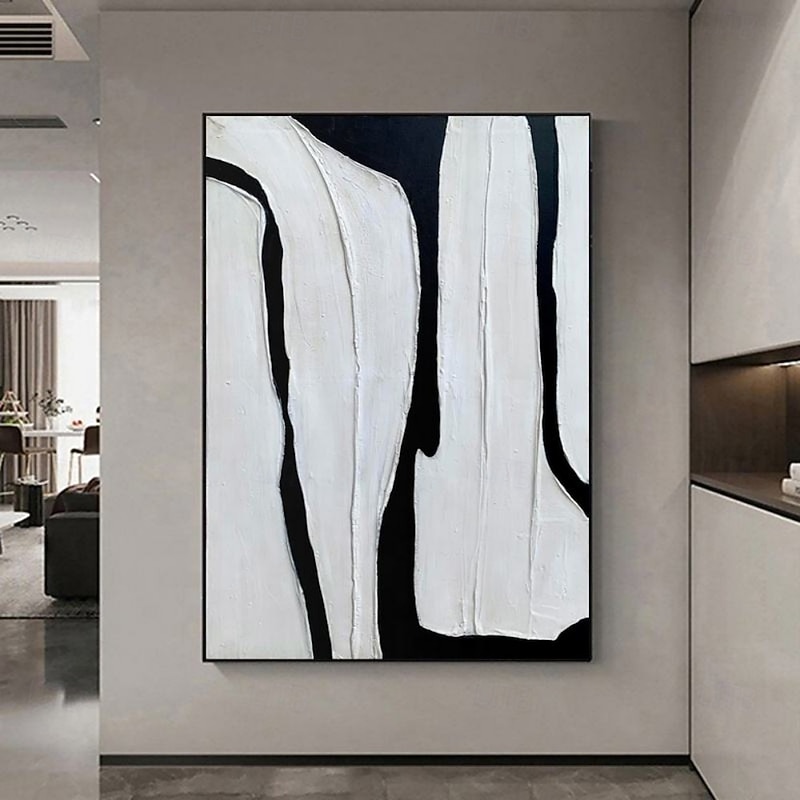 Handmade Oil Painting Canvas Wall Decoration Abstract Black and White Texture Art for Home Decor Rolled Frameless Unstretched Painting2