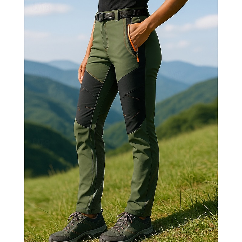 Women's Hiking Pants Trousers Waterproof pants Softshell Pants Patchwork Summer Outdoor Regular Fit Waterproof Windproof Bottoms Pocket Black Army Green Spandex Camping / Hiking Running S M L XL XXL3