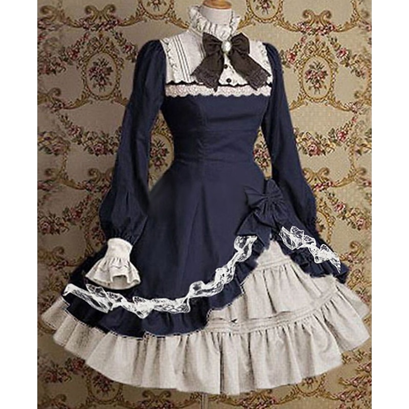 Retro Vintage Gothic Lolita Rococo Dress Trumpet Sleeve Movie / TV Theme Costumes Lace Bow Fancy Dress Women's Girls' Party Masquerade Party & Evening Adults' Dress2