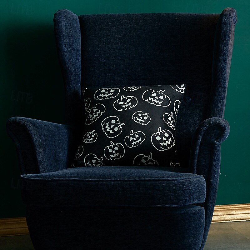 Halloween Glow in The Dark Pillow Cover - Spooky Ghost & Pumpkin Print Luminous Cushion Case (No Insert) for Home Decor, Party, Horror Festival3