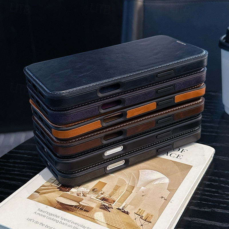 Phone Case For iPhone 17 Pro Max 17 Air 16 15 14 Pro Max Plus 16e 13 Pro Max Back Cover Magnetic Shockproof Retro TPU PU Leather3