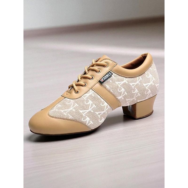 Women's Mesh Lace-Up Latin Dance Shoes - Breathable Professional Ballroom Practice Footwear with Low Heel for Performers4